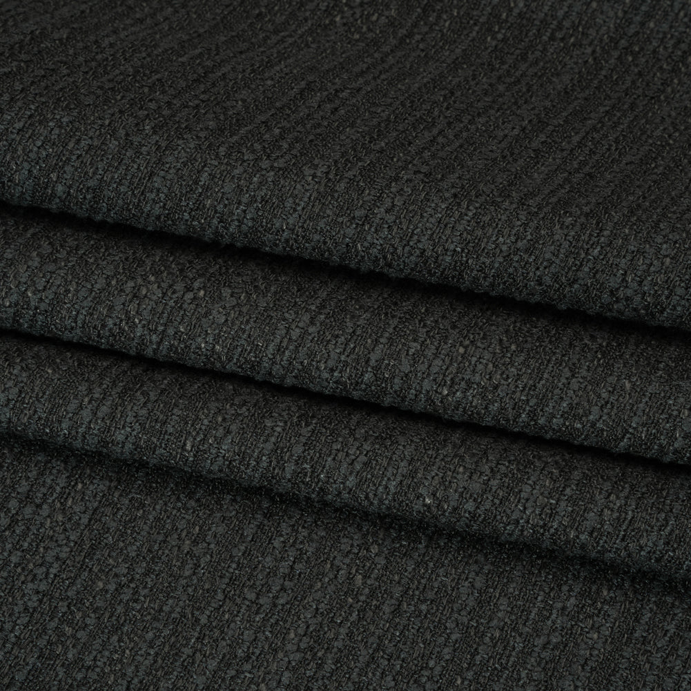 Textured Recycled Polyester Woven - Raven Boucle Stripes - British Imported