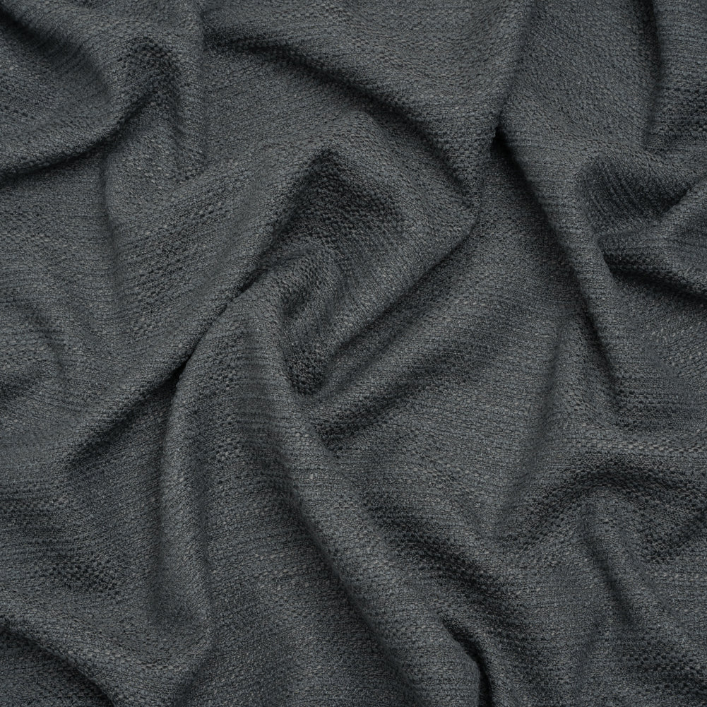 Textured Recycled Polyester Woven - Slate Boucle Stripes - British Imported