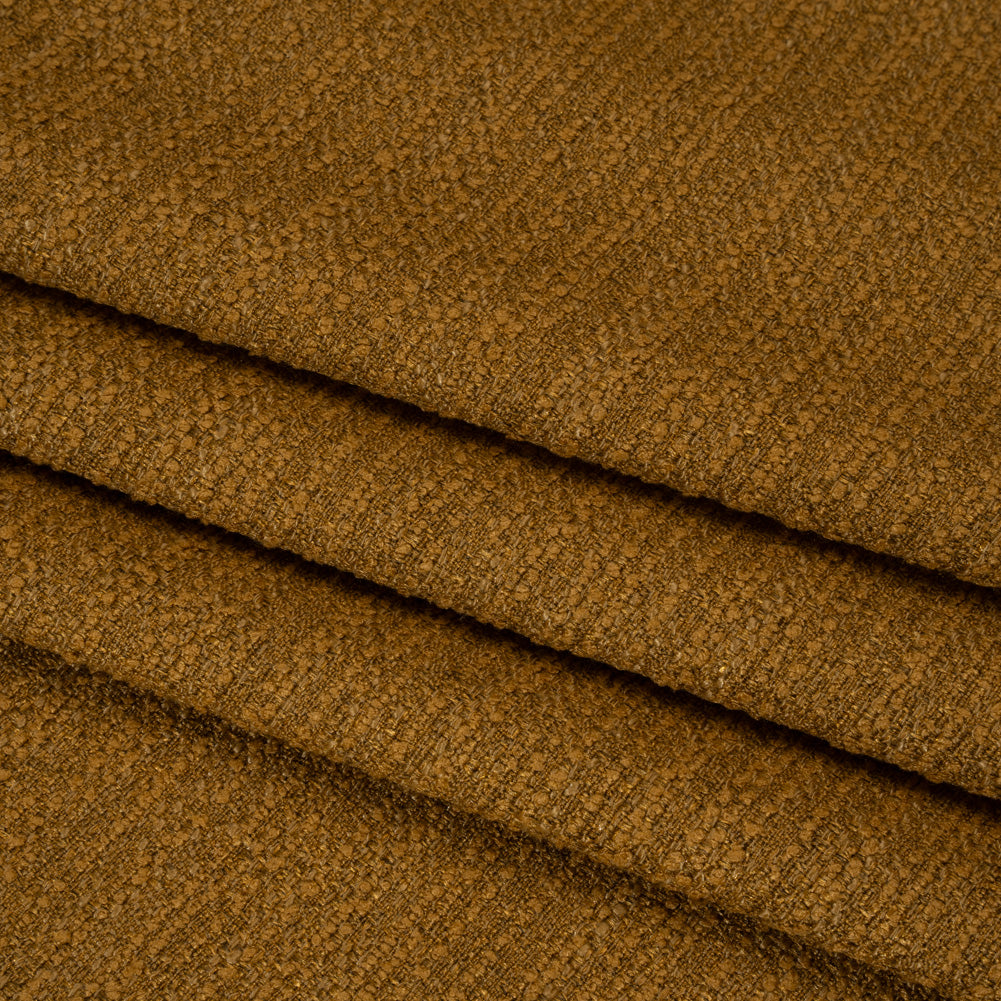 Textured Recycled Polyester Woven - Tumeric Boucle Stripes - British Imported