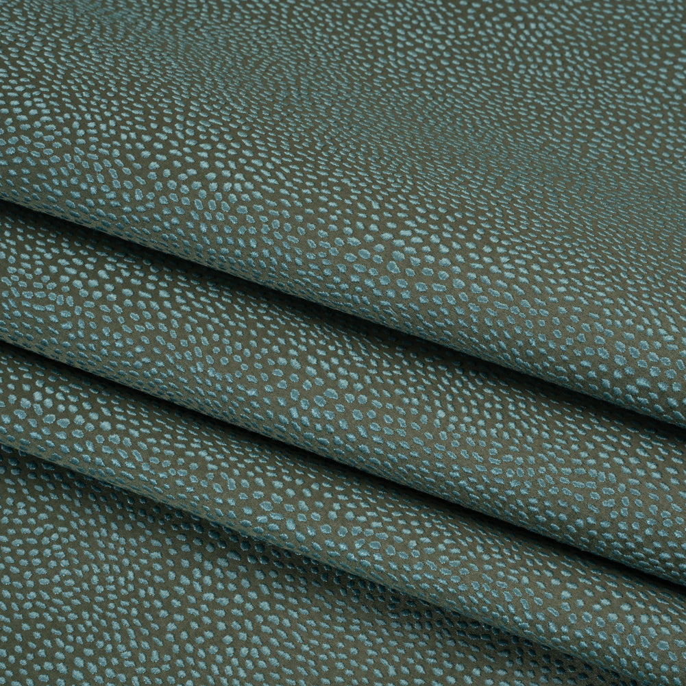 Recycled Polyester Jacquard - Juniper Little All-Over Spots - British Imported - Folded