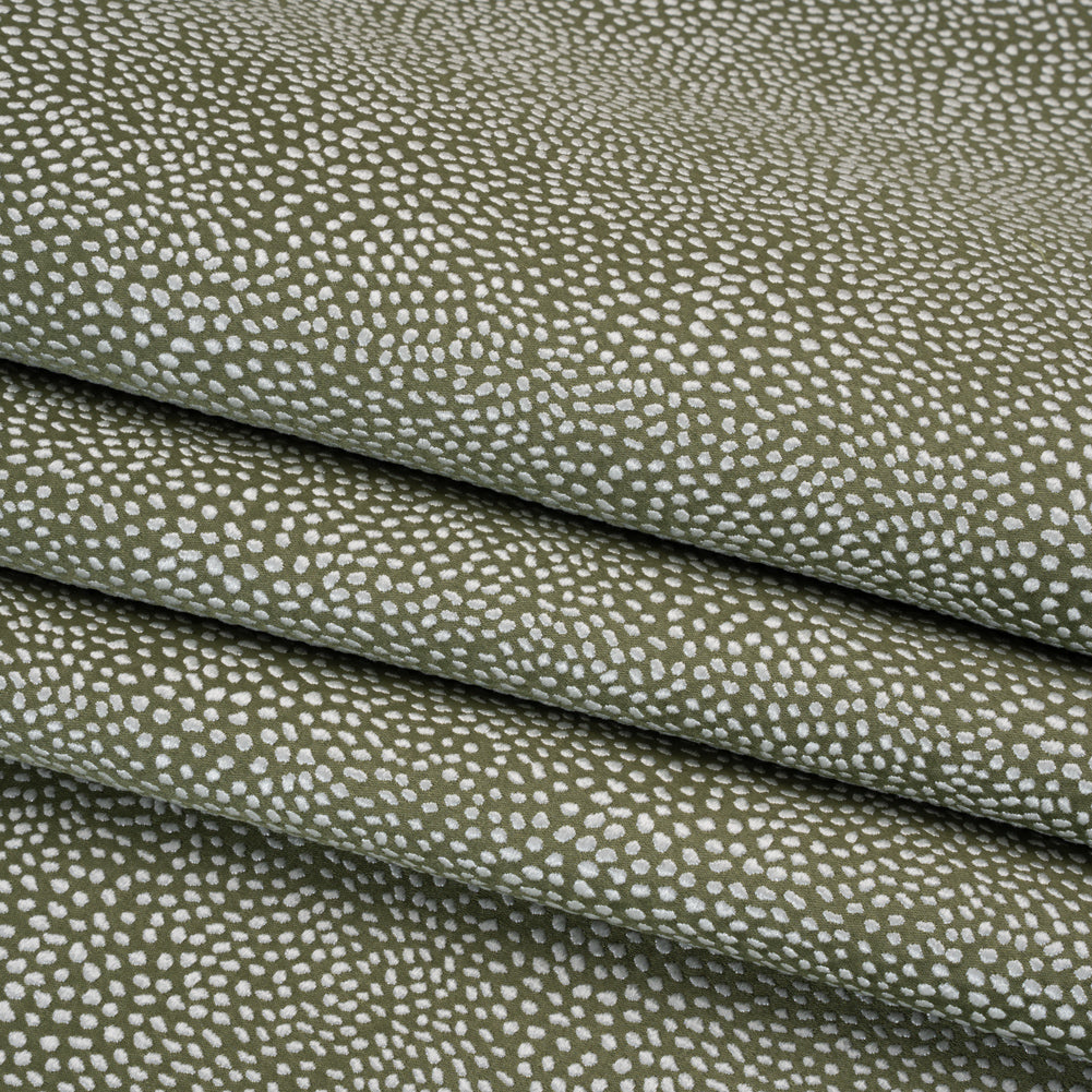 Recycled Polyester Jacquard - Moss Little All-Over Spots - British Imported