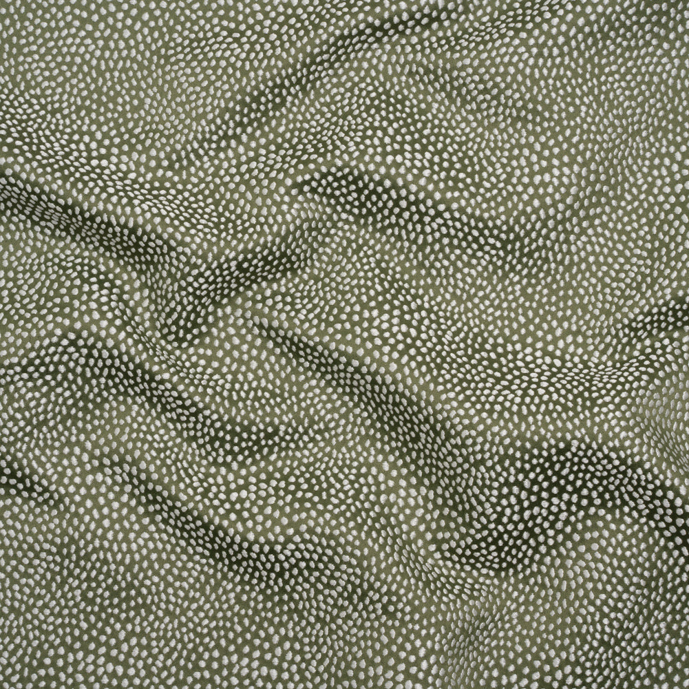 Recycled Polyester Jacquard - Moss Little All-Over Spots - British Imported