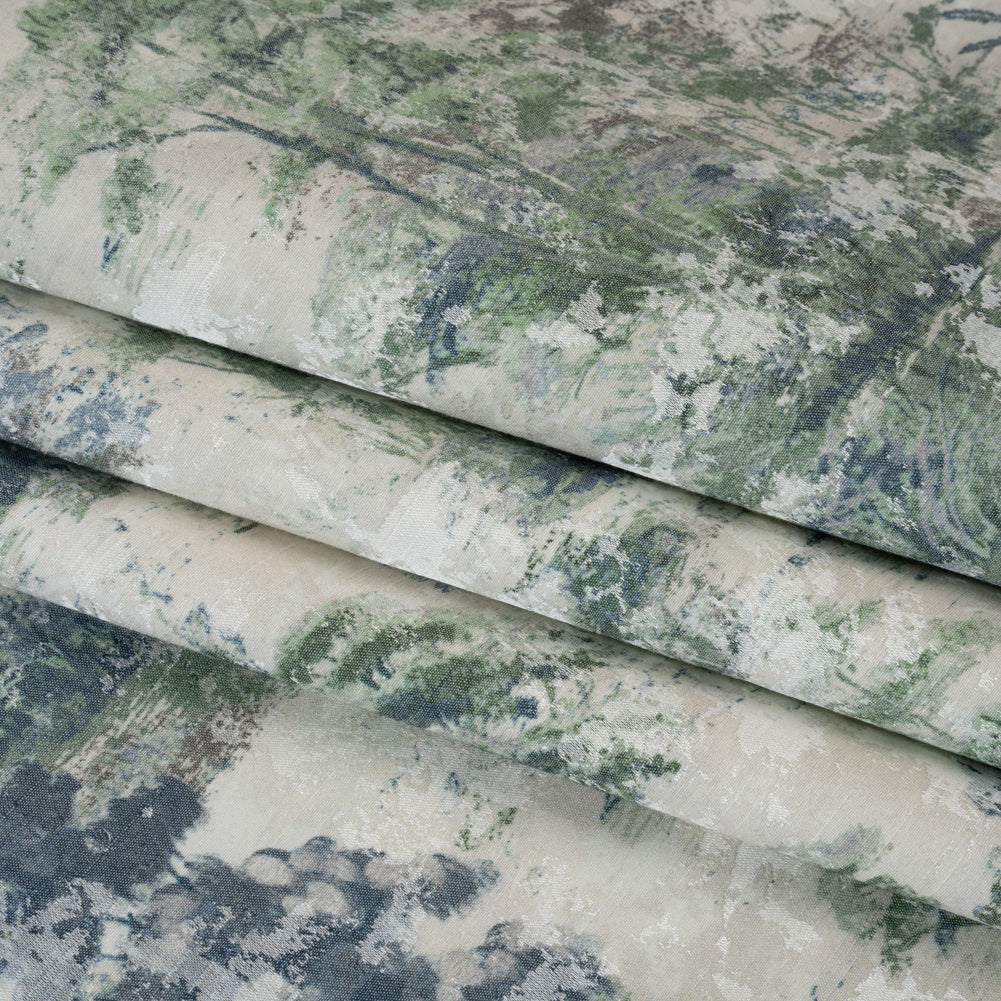Drapery Jacquard Print - Denim Dreamy Trees - British Imported - Folded