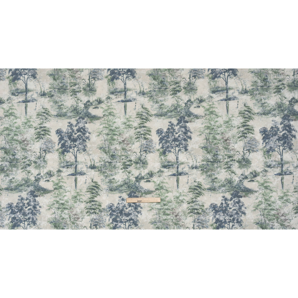 Drapery Jacquard Print - Denim Dreamy Trees - British Imported - Full