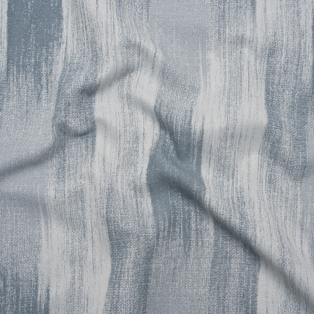 Recycled Polyester Jacquard - Denim Brushstroke Striations - British Imported