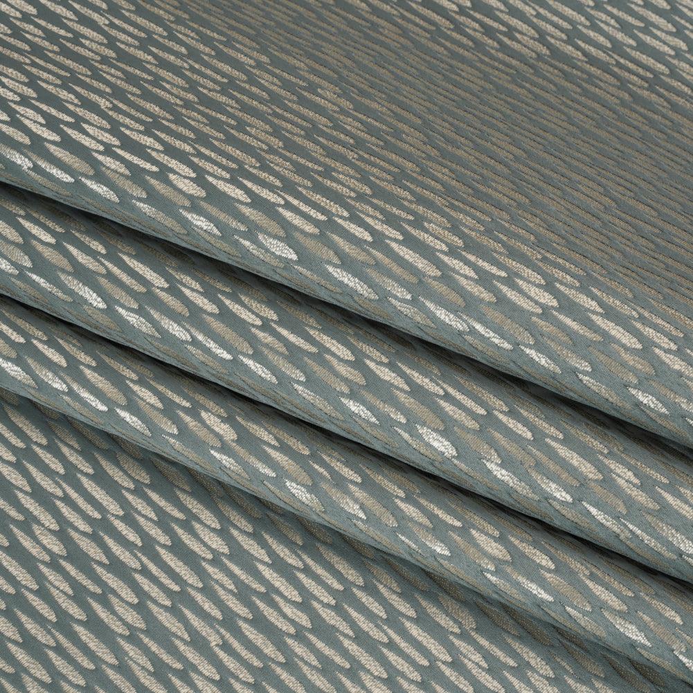 Luminous Drapery Jacquard - Stone Raindrops - British Imported - Folded
