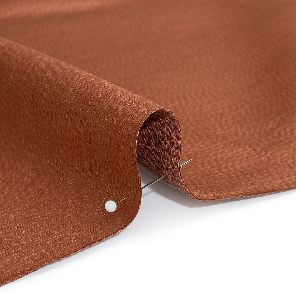 Luminous Textural Recycled Polyester Woven - Paprika - British Imported
