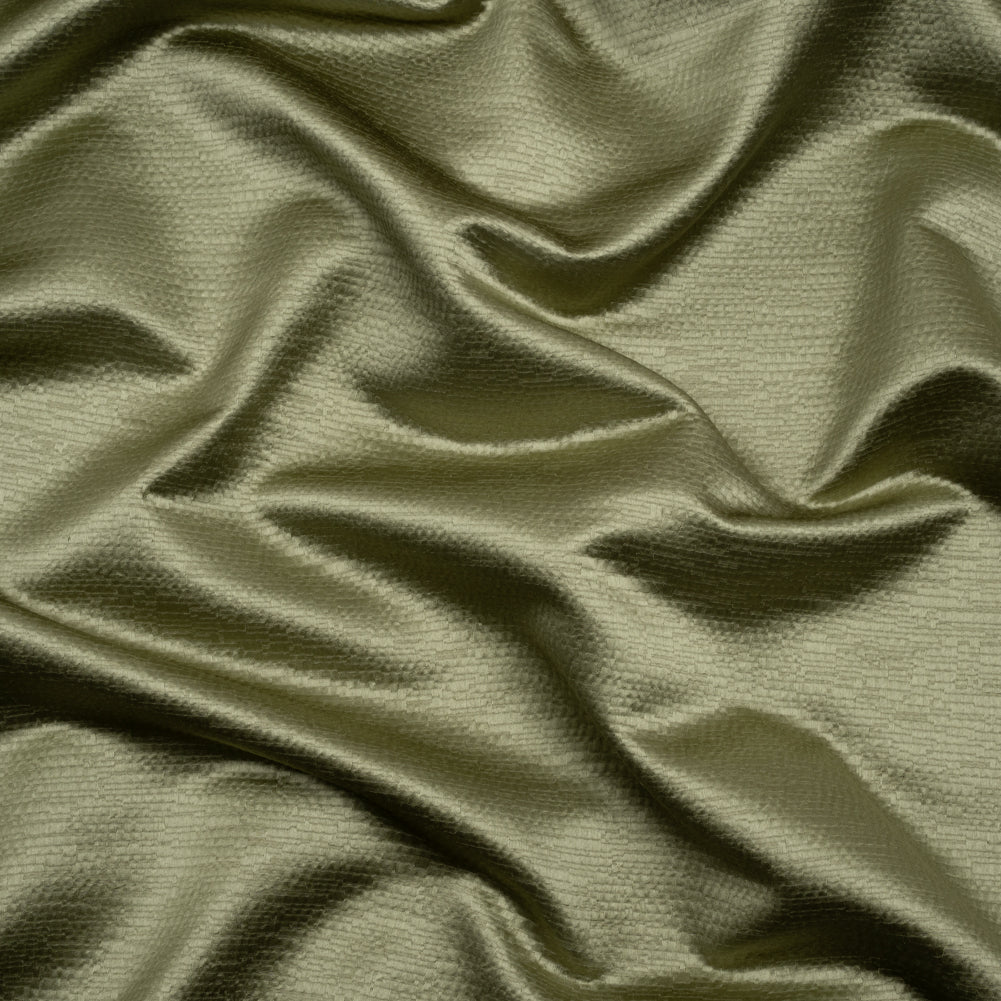 Luminous Textural Recycled Polyester Woven - Olive - British Imported