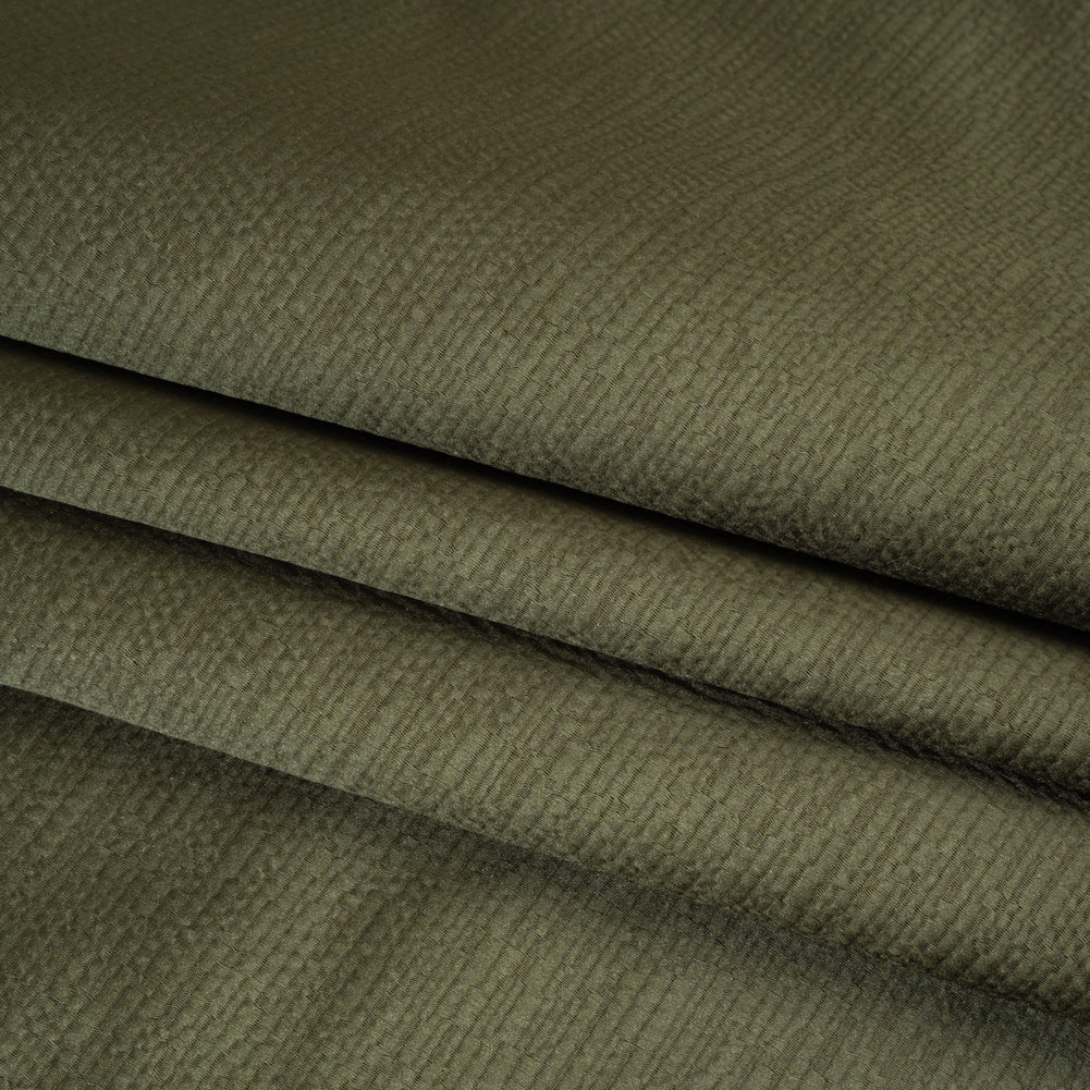 Luminous Textural Recycled Polyester Woven - Seaweed - British Imported - Folded