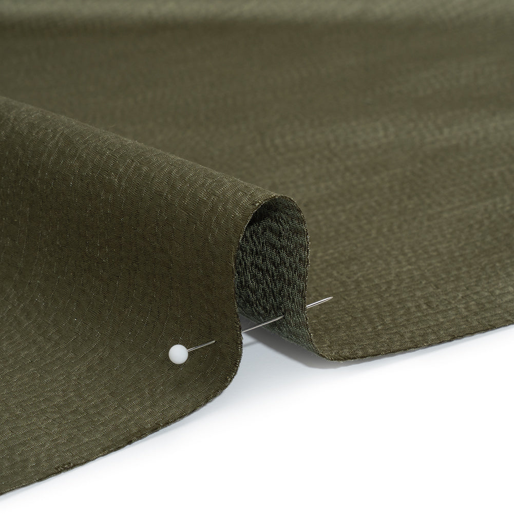 Luminous Textural Recycled Polyester Woven - Seaweed - British Imported - Detail