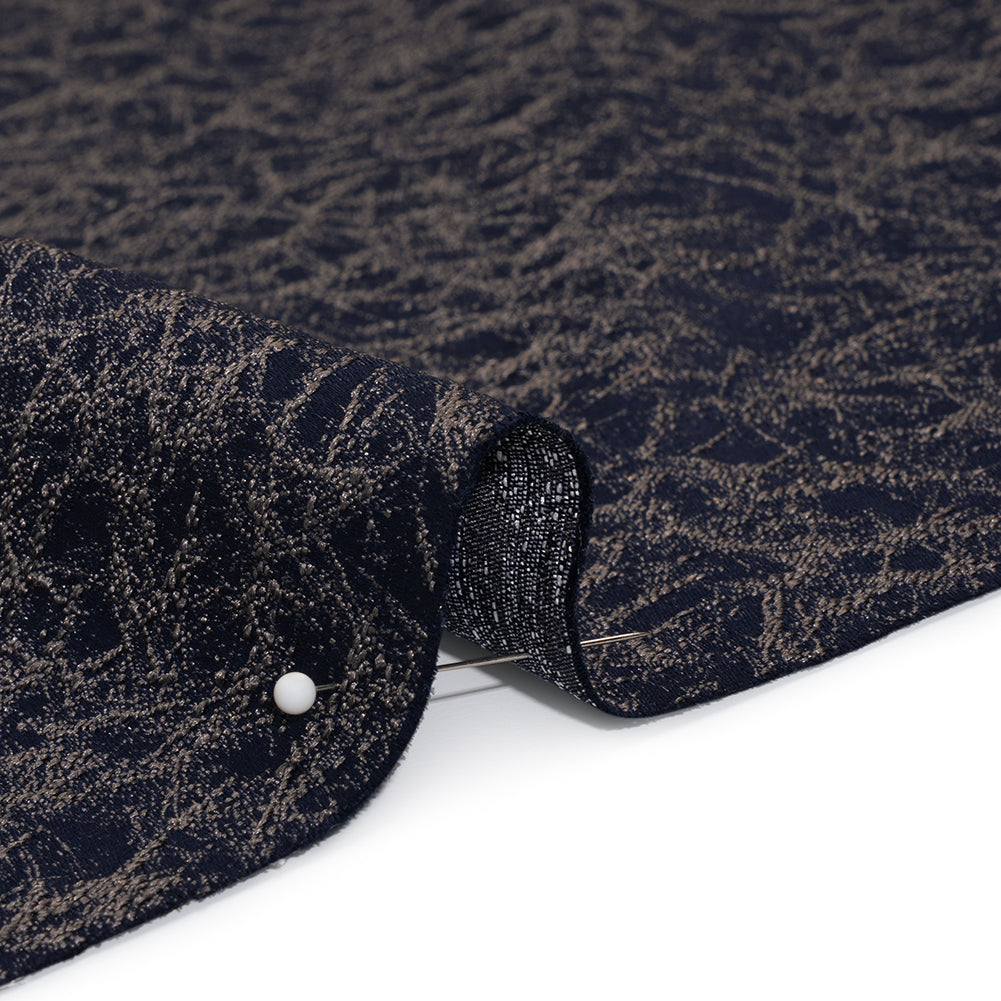 Satin-Faced Jacquard - Indigo Cracked - British Imported) - Detail