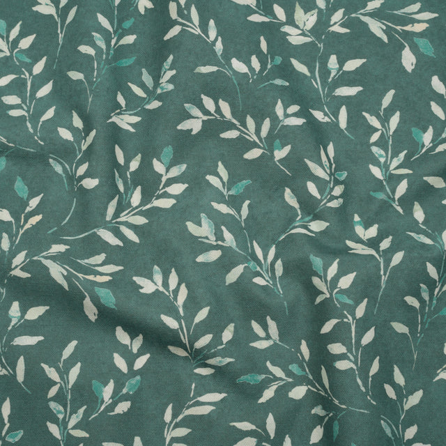 Printed Cotton Canvas - Azure Leafy Stems - British Imported