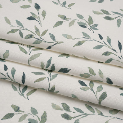 Printed Cotton Canvas - Duckegg Leafy Stems - British Imported