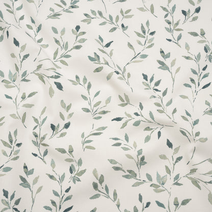 Printed Cotton Canvas - Duckegg Leafy Stems - British Imported