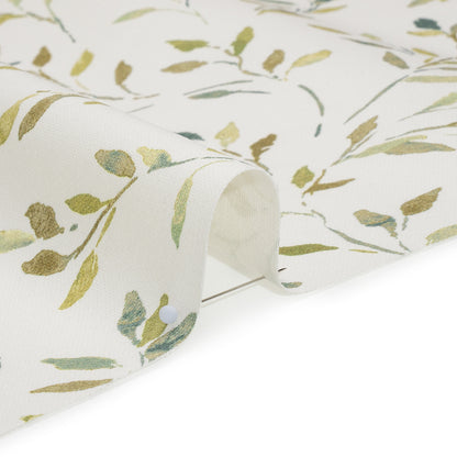 Printed Cotton Canvas - Moss Leafy Stems - British Imported