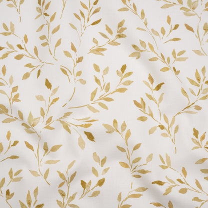 Printed Cotton Canvas - Ochre Leafy Stems - British Imported