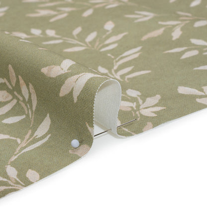 Printed Cotton Canvas - Sage Leafy Stems - British Imported