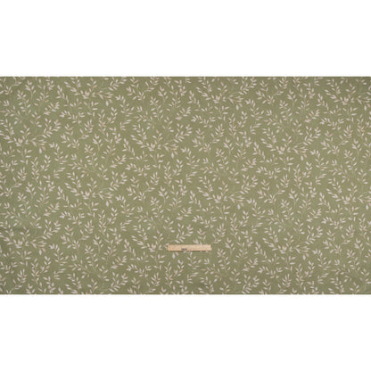Printed Cotton Canvas - Sage Leafy Stems - British Imported
