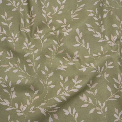 Printed Cotton Canvas - Sage Leafy Stems - British Imported