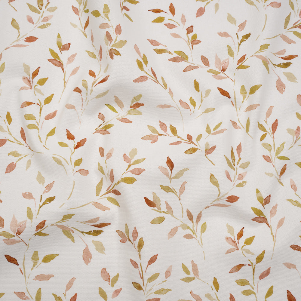 Printed Cotton Canvas - Sienna Leafy Stems - British Imported