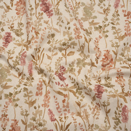 Printed Cotton and Linen Canvas - Berry Painterly Flowers - British Imported