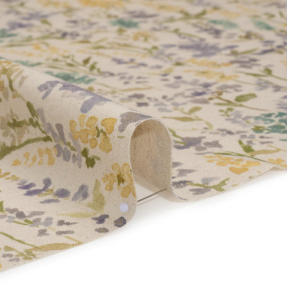 Printed Cotton and Linen Canvas - Heather Painterly Flowers - British Imported