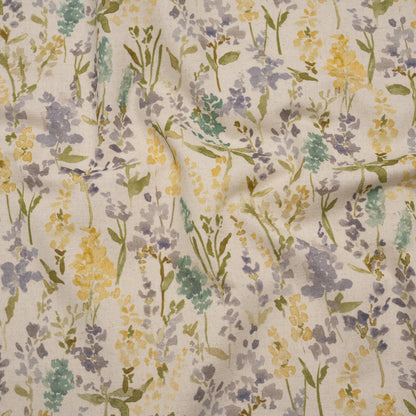 Printed Cotton and Linen Canvas - Heather Painterly Flowers - British Imported