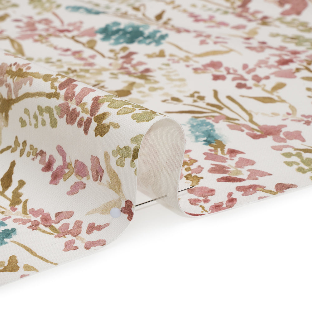Printed Cotton Canvas - Peony Painterly Flowers - British Imported - Detail