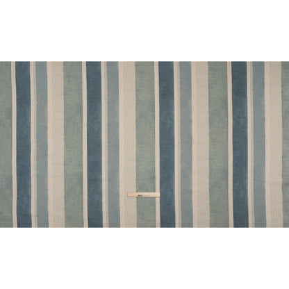 Printed Cotton and Linen Canvas - Azure Stripes - British Imported
