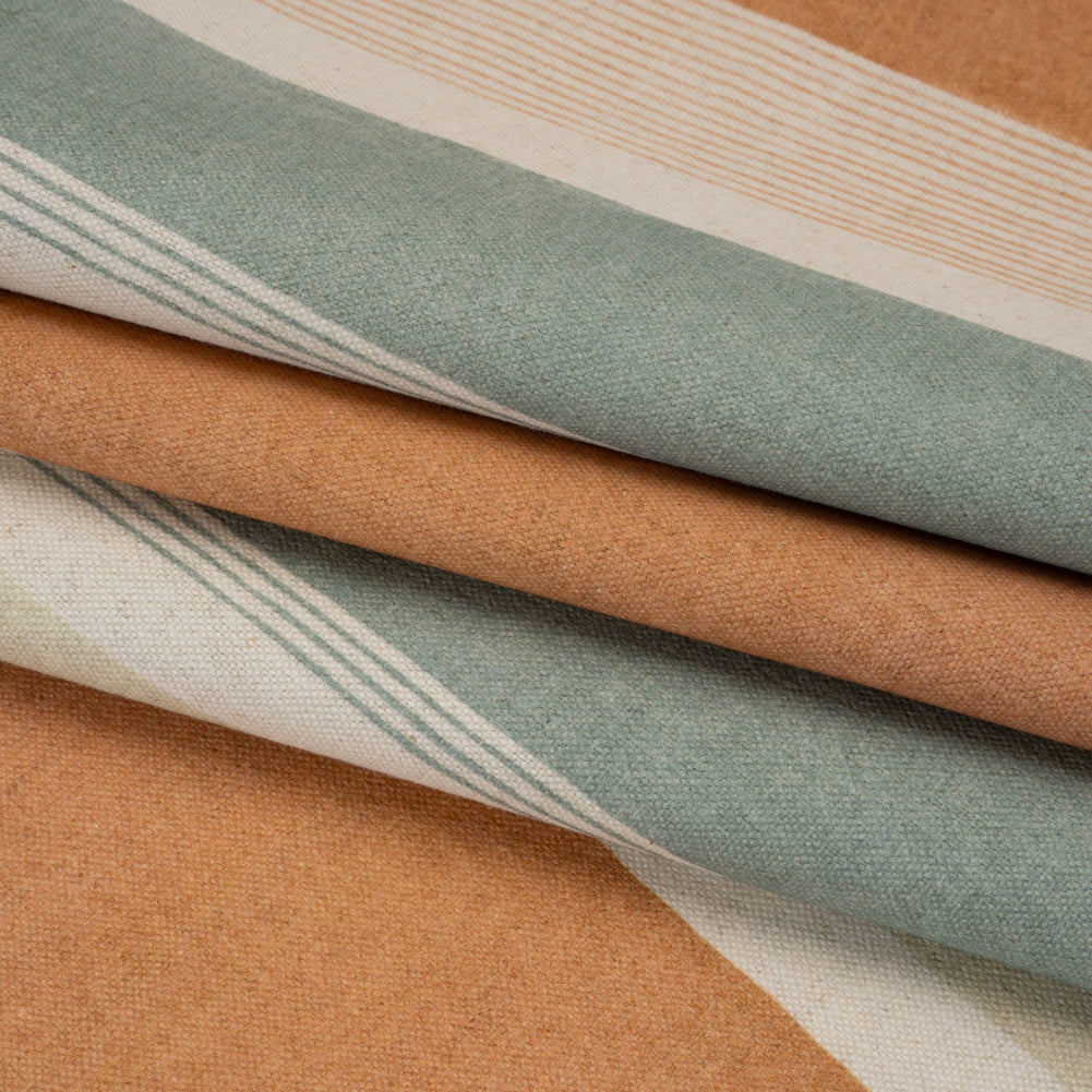 Printed Cotton and Linen Canvas - Copper Stripes - British Imported - Folded