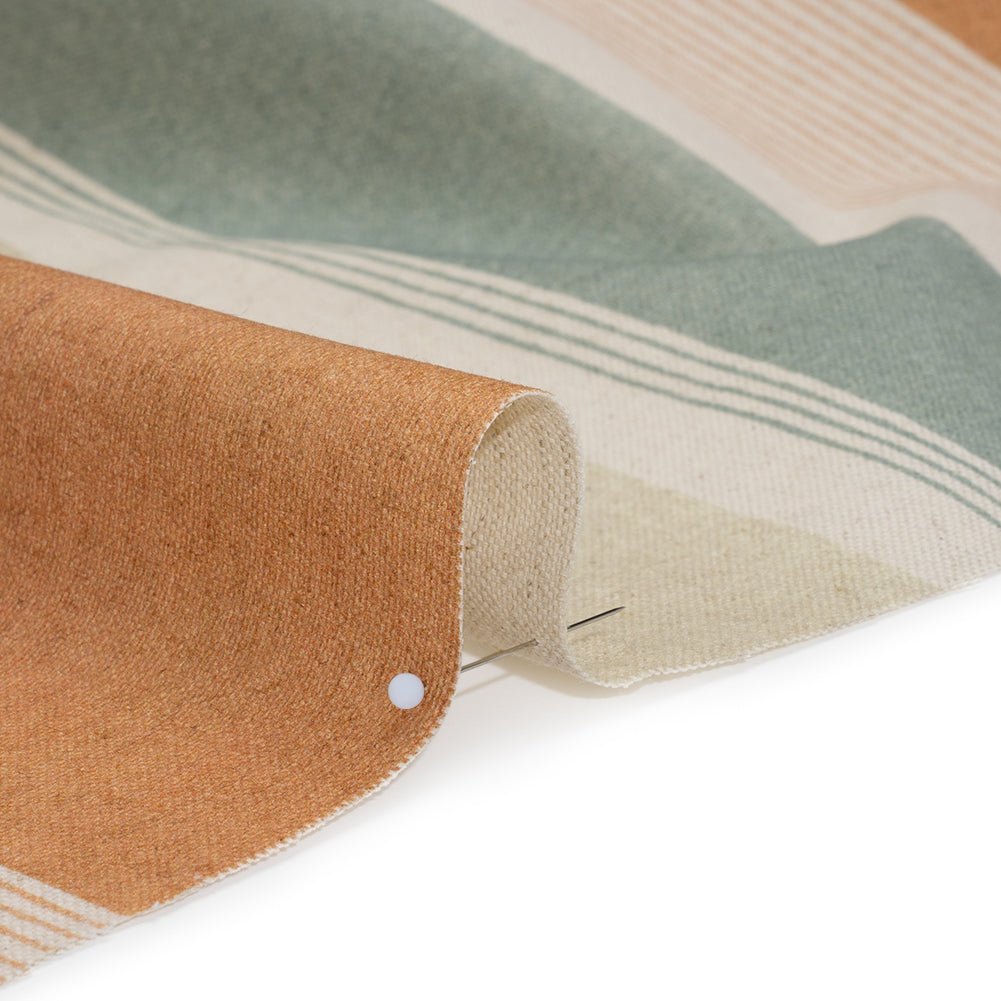 Printed Cotton and Linen Canvas - Copper Stripes - British Imported - Detail