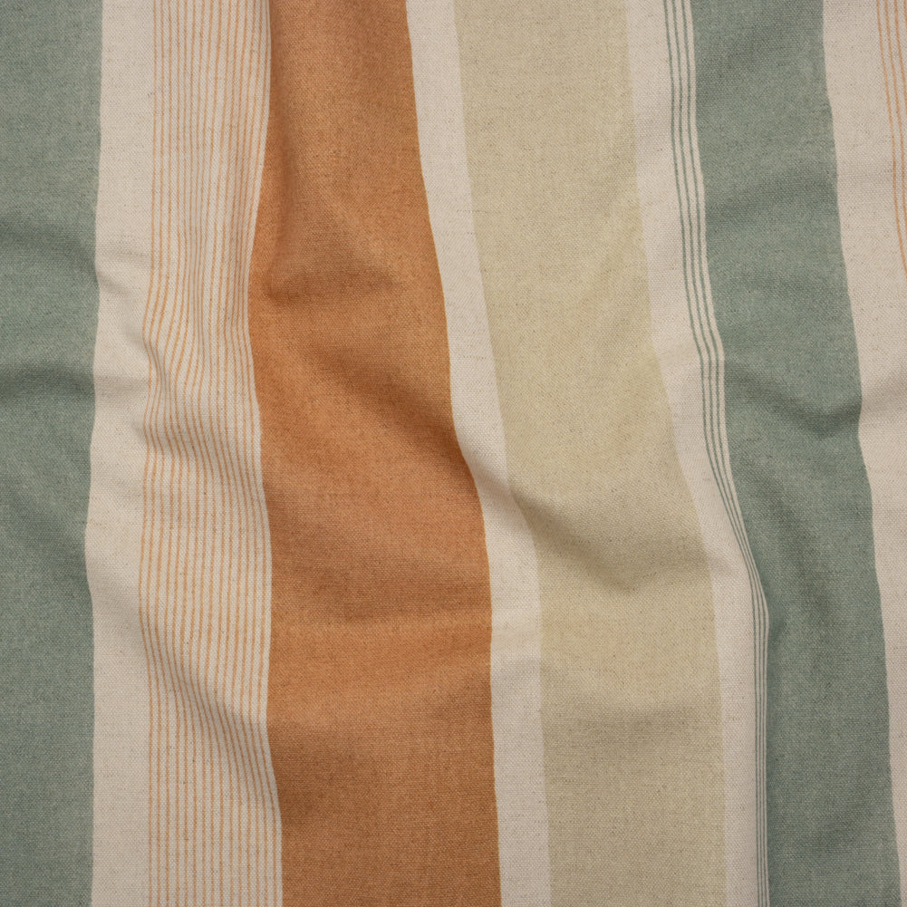 Printed Cotton and Linen Canvas - Copper Stripes - British Imported