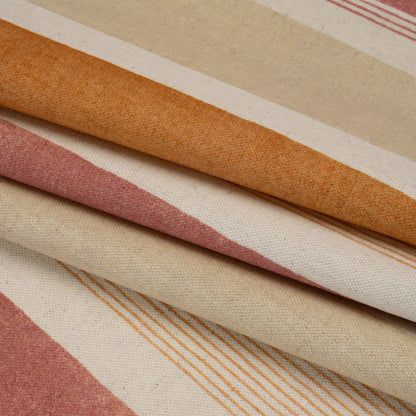 Printed Cotton and Linen Canvas - Ginger Stripes - British Imported