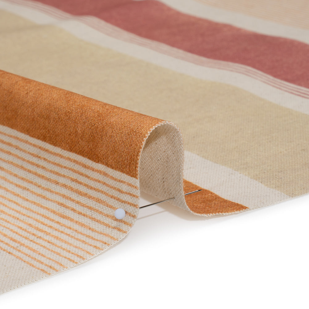 Printed Cotton and Linen Canvas - Ginger Stripes - British Imported - Detail