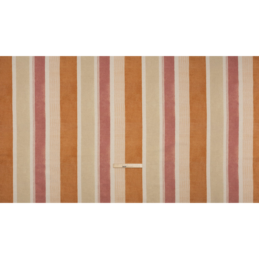 Printed Cotton and Linen Canvas - Ginger Stripes - British Imported - Full