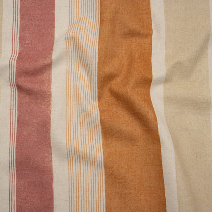 Printed Cotton and Linen Canvas - Ginger Stripes - British Imported