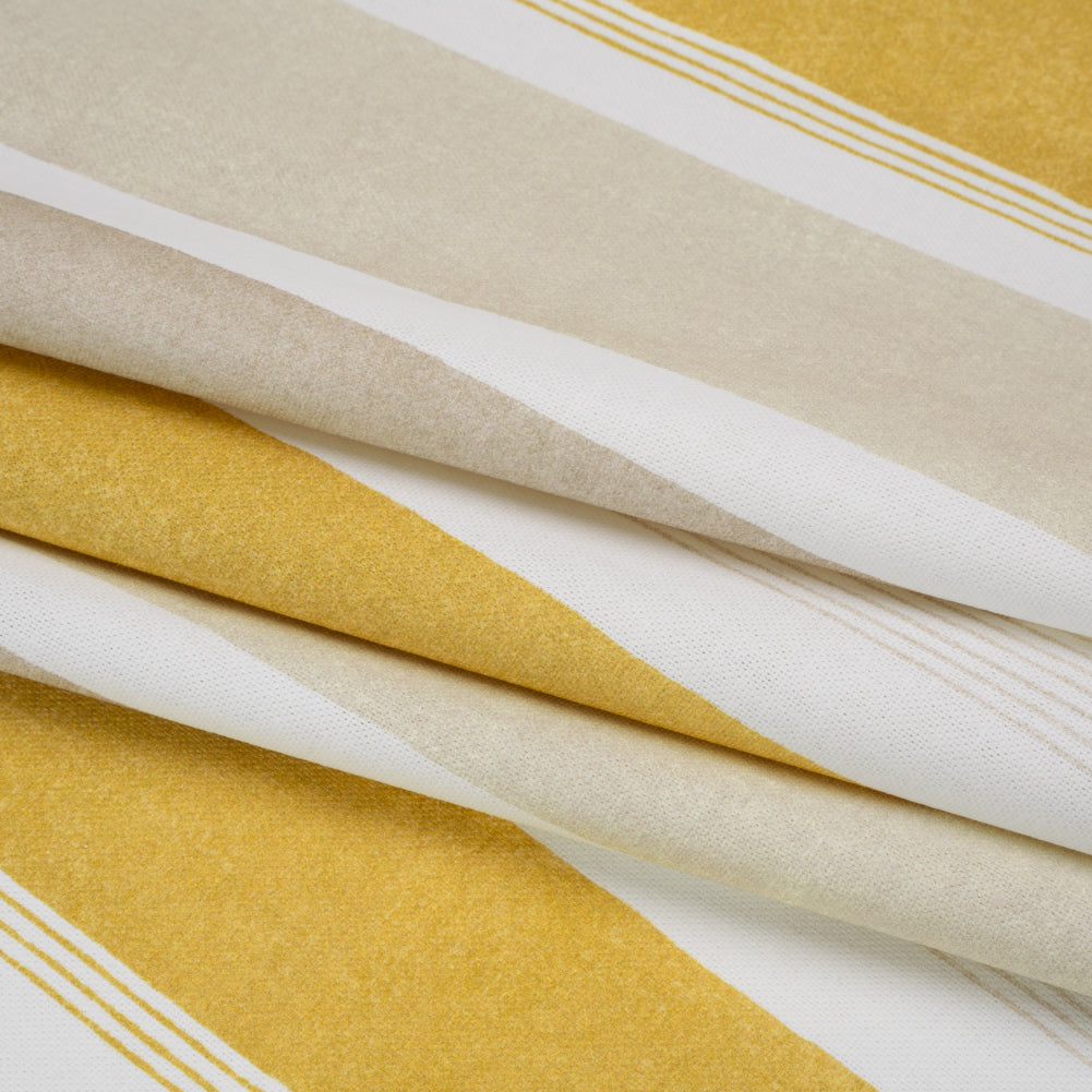 Printed Cotton and Linen Canvas - Maize Stripes - British Imported - Folded