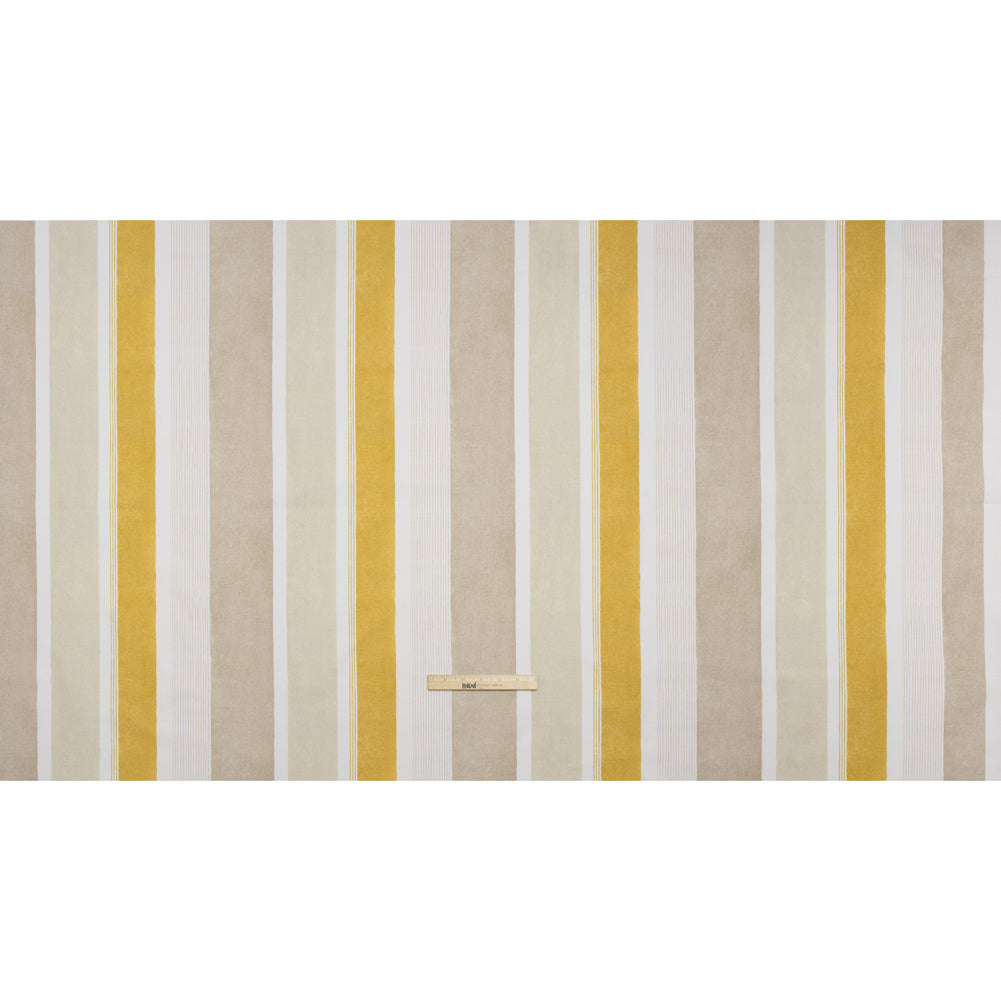 Printed Cotton and Linen Canvas - Maize Stripes - British Imported - Full