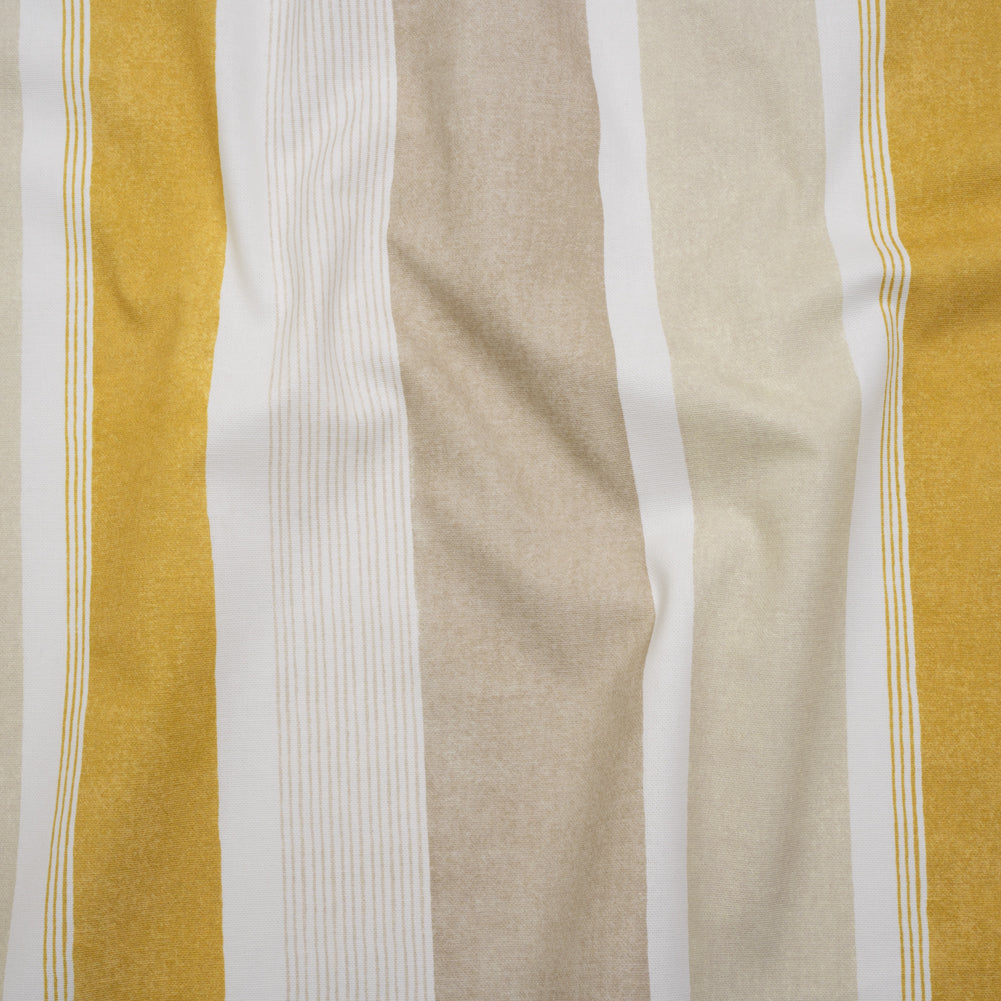 Printed Cotton and Linen Canvas - Maize Stripes - British Imported
