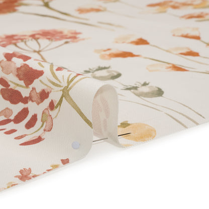 Printed Cotton Canvas - Sienna Watercolor Floral Stems - British Imported