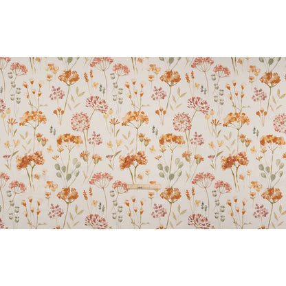 Printed Cotton Canvas - Sienna Watercolor Floral Stems - British Imported