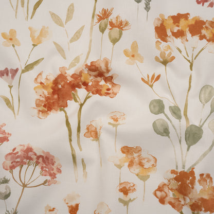 Printed Cotton Canvas - Sienna Watercolor Floral Stems - British Imported