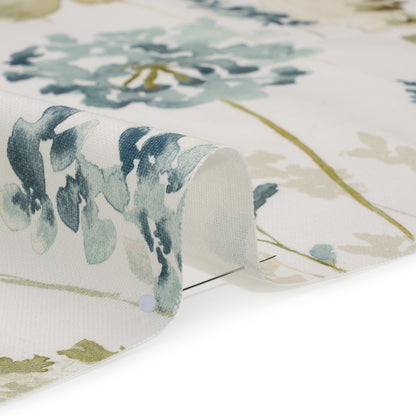 Printed Cotton Canvas - Azure Watercolor Blooms - British Imported