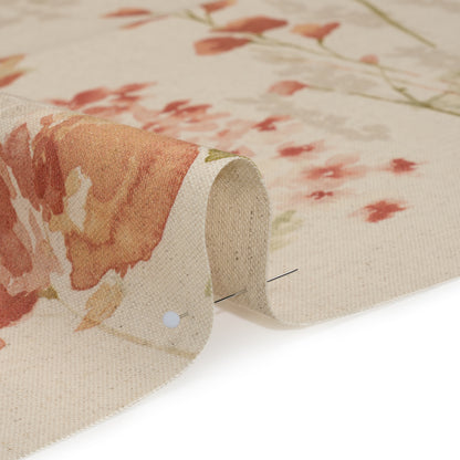 Printed Cotton Canvas - Berry Watercolor Blooms - British Imported