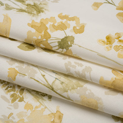 Printed Cotton Canvas - Maize Watercolor Blooms - British Imported