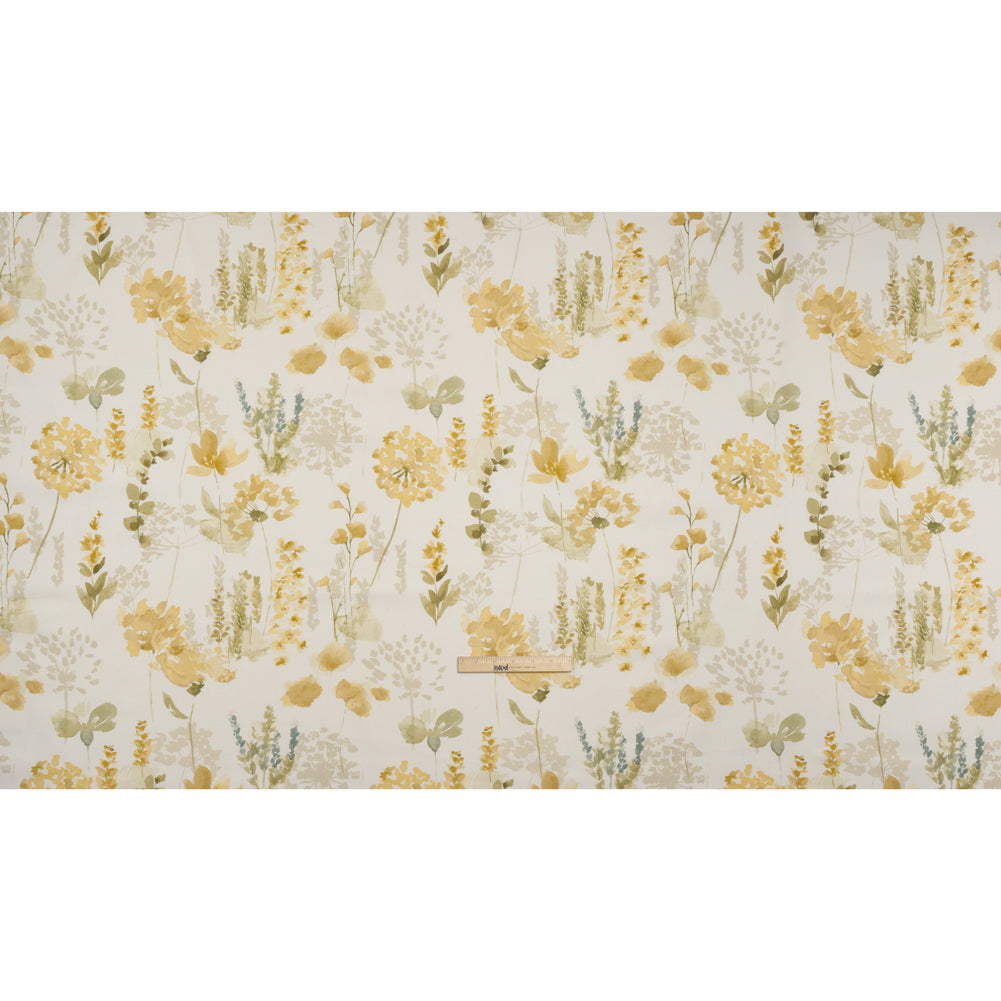 Printed Cotton Canvas - Maize Watercolor Blooms - British Imported - Full