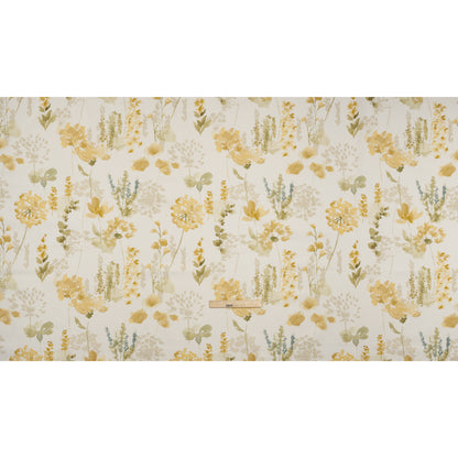 Printed Cotton Canvas - Maize Watercolor Blooms - British Imported