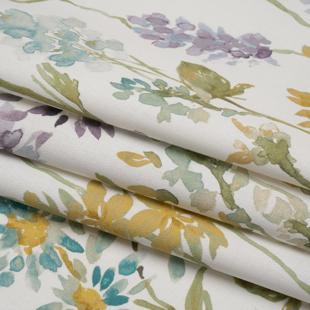 Lienzo de algodón estampado - Jardín de acuarela de brezo en flor - Importado de Gran Bretaña