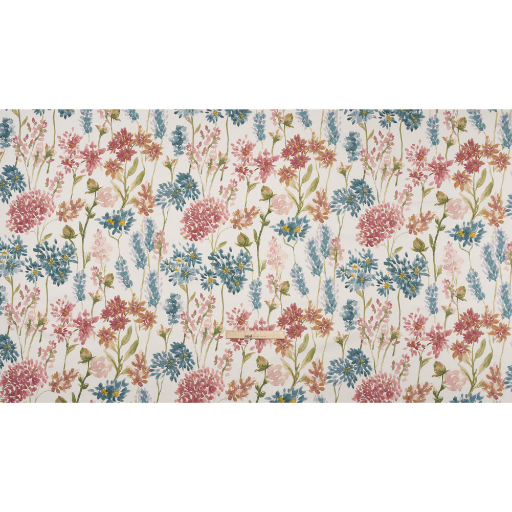 Printed Cotton Canvas - Peony Blooming Watercolor Garden - British Imported - Full