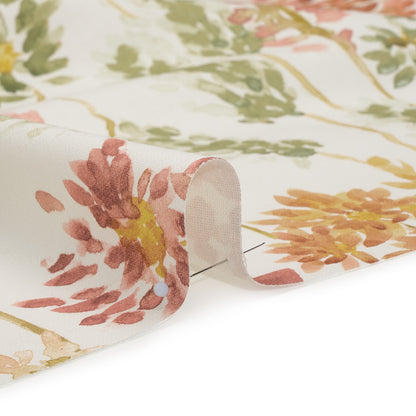 Printed Cotton Canvas - Sienna Blooming Watercolor Garden - British Imported
